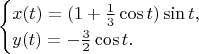 $$
\begin{cases}
x(t)=(1+\frac{1}{3}\cos t)\sin t,& \\
y(t)=-\frac32 \cos t. &
\end{cases}
$$