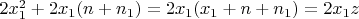 $2x_1^2+2x_1(n+n_1)=2x_1(x_1+n+n_1)=2x_1z$