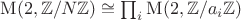 $\mathrm M(2, \mathbb Z / N \mathbb Z) \cong \prod_i \mathrm M(2, \mathbb Z / a_i \mathbb Z)$