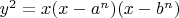 $y^2=x(x-a^n)(x-b^n)$
