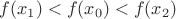 $f(x_1)<f(x_0)<f(x_2)$