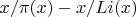 $x/\pi(x)-x/Li(x)$