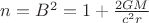 $n=B^2=1+\frac{2GM}{c^2r}$