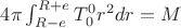 $4{\pi}\int_{R-e}^{R+e}T_{0}^{0}r^2dr=M$