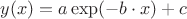$y(x)=a \exp(-b\cdot x) +c$