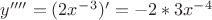$y''''=(2x^-^3)'=-2*3x^-^4$