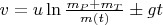 $v=u\ln\frac{m_P+m_T}{m(t)}\pm gt$