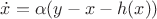 $\dot{x}=\alpha(y-x-h(x))$