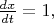 $\frac{dx}{dt}=1,$