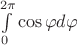 $\int\limits_0^{2\pi} \cos\varphi d\varphi $