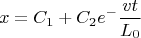 $$x=C_1+C_2e^-\frac{vt}{L_0}$$