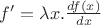 $f' = \lambda x . \frac{df(x)}{dx}$