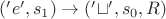 $('e', s_1) \rightarrow ('\sqcup ', s_0, R)$
