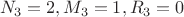 $$N_3 = 2, M_3 = 1, R_3 = 0$$