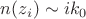 $n(z_i) \sim i k_0$