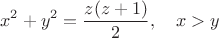 $$
x^2+y^2=\frac{z(z+1)}{2},\quad x>y
$$