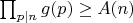 $\prod_{p|n}g(p) \geq A(n)$