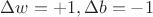 $\Delta w=+1, \Delta b=-1$ $\Delta w=+1, \Delta b=-1$