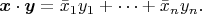 $\boldsymbol x\cdot\boldsymbol y=\bar x_1y_1+\dots+\bar x_{n}y_{n}. $