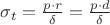 $\sigma_t=\frac{p \cdot r}{\delta}= \frac{p \cdot d}{\delta}$