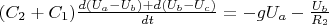 $(C_2 + C_1) \frac{d(U_a - U_b) + d(U_b - U_c)}{dt} = - gU_a - \frac{U_b}{R_2}$