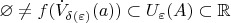 $\varnothing \ne f(\dot{V}_{\delta(\varepsilon)}(a)) \subset U_\varepsilon(A)\subset\mathbb{R}