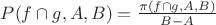 $P(f\cap g,A,B)= \frac {\pi(f\cap g,A,B)} {B-A}$
