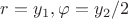 $r=y_1,\varphi=y_2/2$