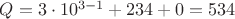 $Q=3\cdot 10^{3-1}+234+0=534$