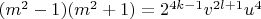 $(m^2-1)(m^2+1) = 2^{4k-1}v^{2l+1}u^4$