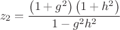 $$z_2  = \frac{{\left( {1 + g^2 } \right)\left( {1 + h^2 } \right)}}{{1 - g^2 h^2 }}$