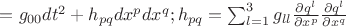 $=g_{00}dt^2 +h_{pq}dx^pdx^q;h_{pq}=\sum_{l=1}^3 g_{ll}\frac{\partial q^l}{\partial x^p}\frac{\partial q^l}{\partial x^q}$