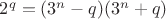 $2^q=(3^n-q)(3^n+q)$