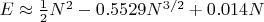 $E \approx \frac12 N^2-0.5529N^{3/2}+0.014N$