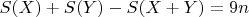 $S(X)+S(Y)-S(X+Y)=9n$
