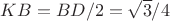 $KB=BD/2=\sqrt3/4$