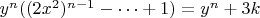 $y^n((2x^2)^{n-1}-\dots+1)=y^n+3k$