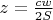 $z=\frac{cw}{2S}$