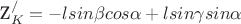 Z_K^/=- l sin\beta cos\alpha + l sin\gamma sin\alpha