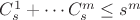 $C_s^1+\cdots C_s^m \le s^m$