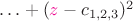 $\ldots+({\color{magenta}z}-c_{1,2,3})^2$