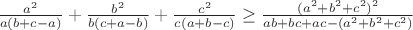 $\frac{a^2}{a(b+c-a)}+\frac{b^2}{b(c+a-b)}+\frac{c^2}{c(a+b-c)}\ge\frac{(a^2+b^2+c^2)^2}{ab+bc+ac-(a^2+b^2+c^2)}$