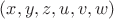 $(x,y,z,u,v,w)$