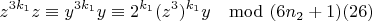 $$z^{3k_1}z\equiv y^{3k_1}y\equiv 2^{k_1}(z^3)^{k_1}y\mod (6n_2 + 1)\engo(26)$$
