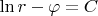 $\ln r-\varphi=C$