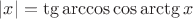 $|x| = \tg \arccos \cos \arctg x$