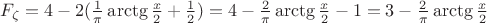 $F_\zeta=4-2(\frac{1}{\pi}\arctg\frac{x}{2}+\frac{1}{2})=4-\frac{2}{\pi}\arctg\frac{x}{2}-1=3-\frac{2}{\pi}\arctg\frac{x}{2}$