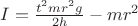 $I=\frac{t^2mr^2g}{2h}-mr^2$