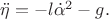 $\ddot \eta=-l\dot\alpha^2-g.$