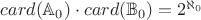 $card(\mathbb{A}_0)\cdot card(\mathbb{B}_0)=2^{\aleph_0}$